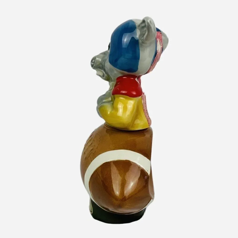 Vintage 1970s Jim Beam Democrat Donkey Football Ceramic Decanter Political Empty